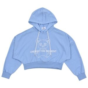 VOLCAN&APHRODITE cropped light blue hoodie